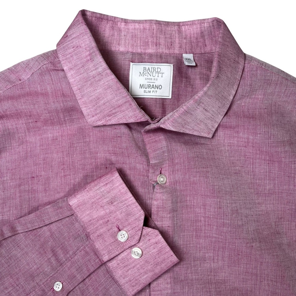 New Murano Baird McNutt Linen Blend Shirt Mens XXL Pink Slim‎ Fit Button Up NWT